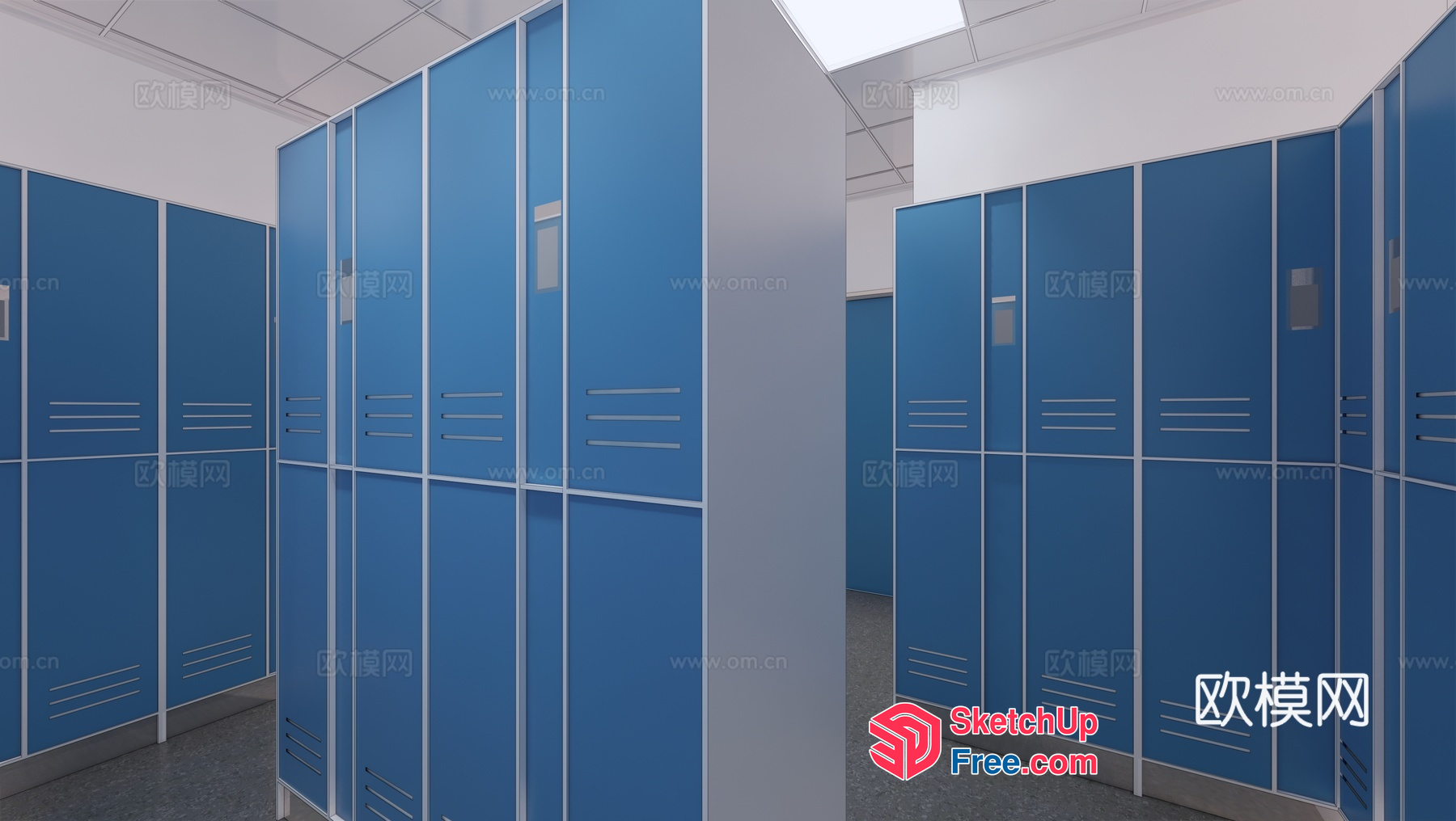 Blue And White Locker Room 3D SketchUp File