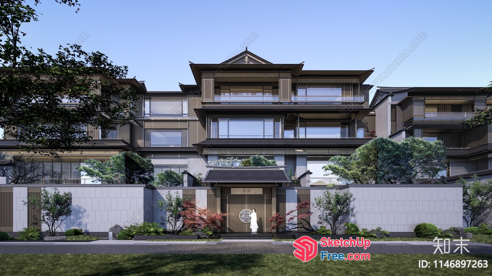 Exterior Of A Japanese Style Building 3D SketchUp File