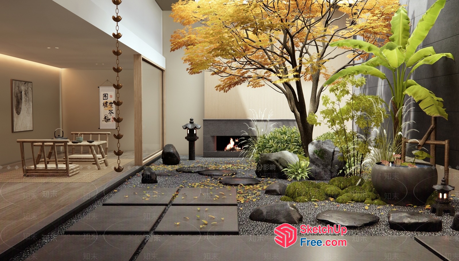 Japanese-Inspired Minimalist Interior 3D SketchUp File