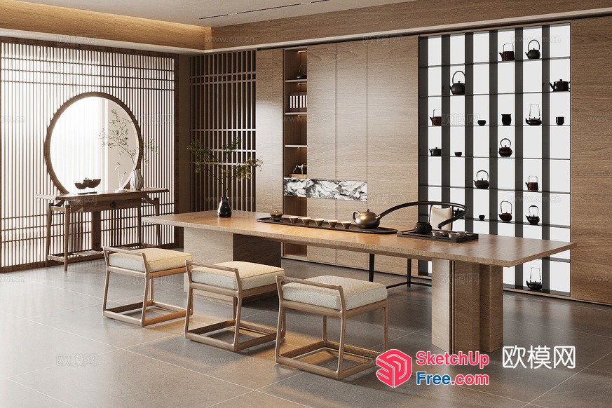 Modern Asian-Inspired Interior Design 3D SketchUp File