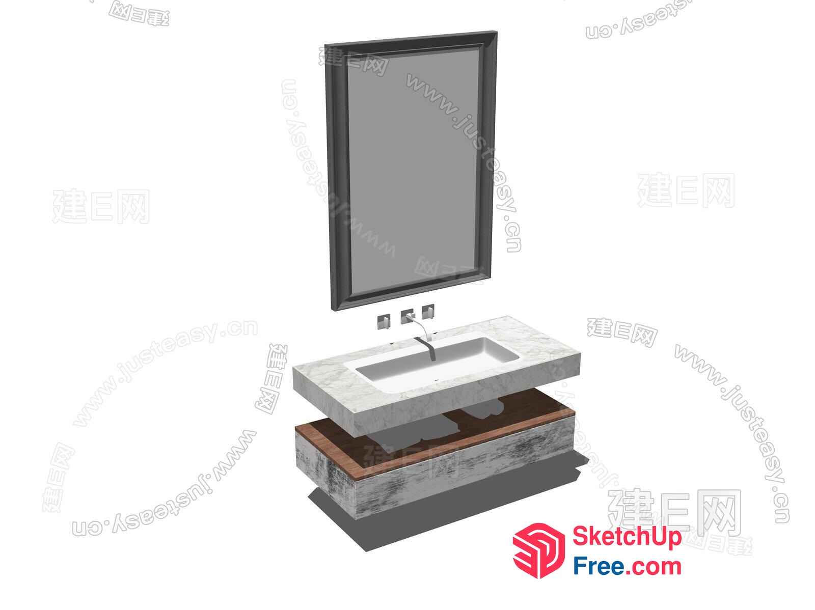 Modern Bathroom Vanity And Mirror 3D SketchUp File