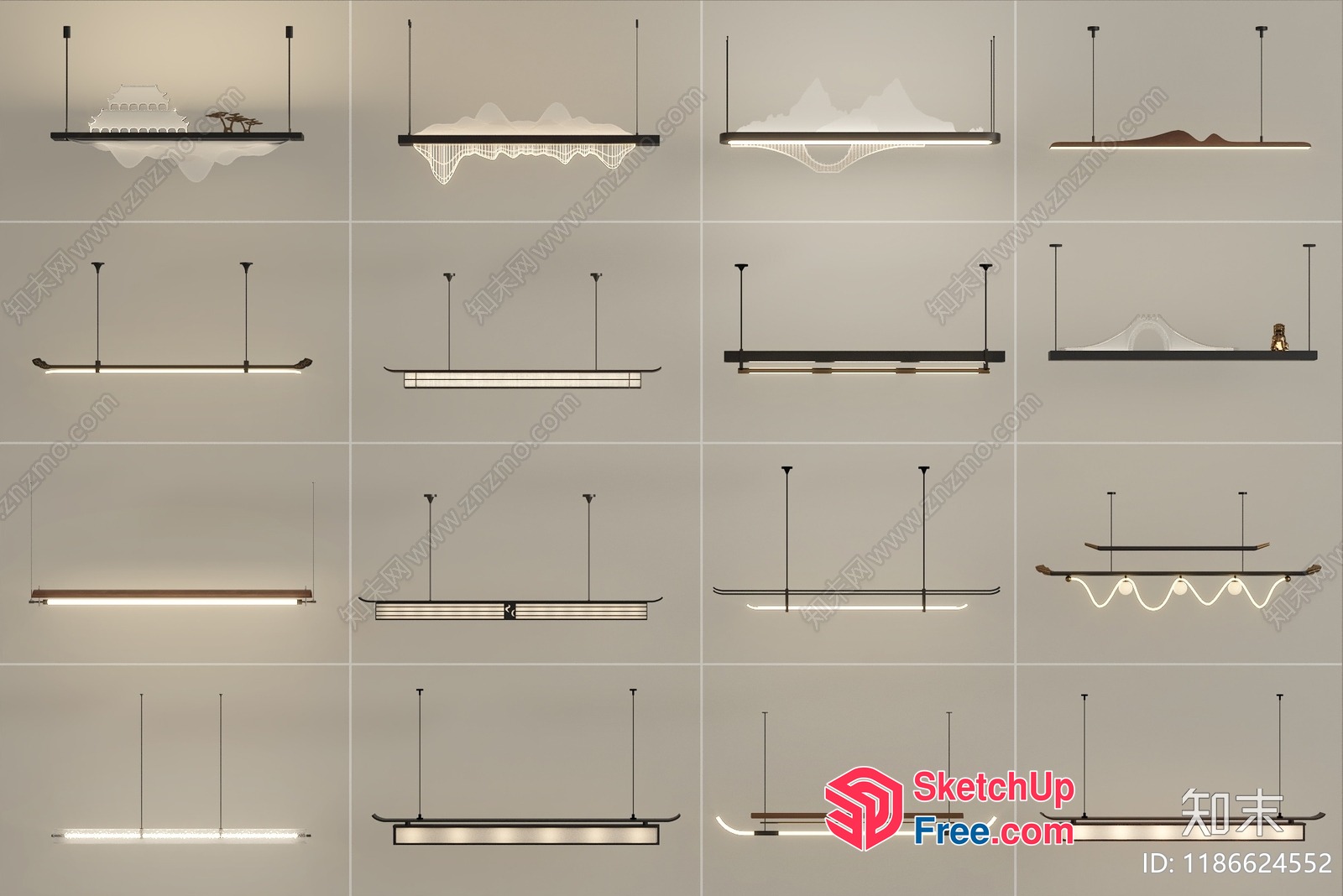 Elegant Hanging Light Fixtures Collection 3D SketchUp File