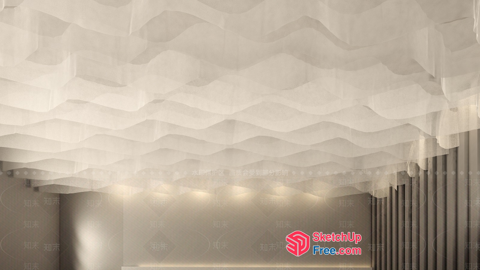 White Wavy Ceiling Pattern 3D SketchUp File