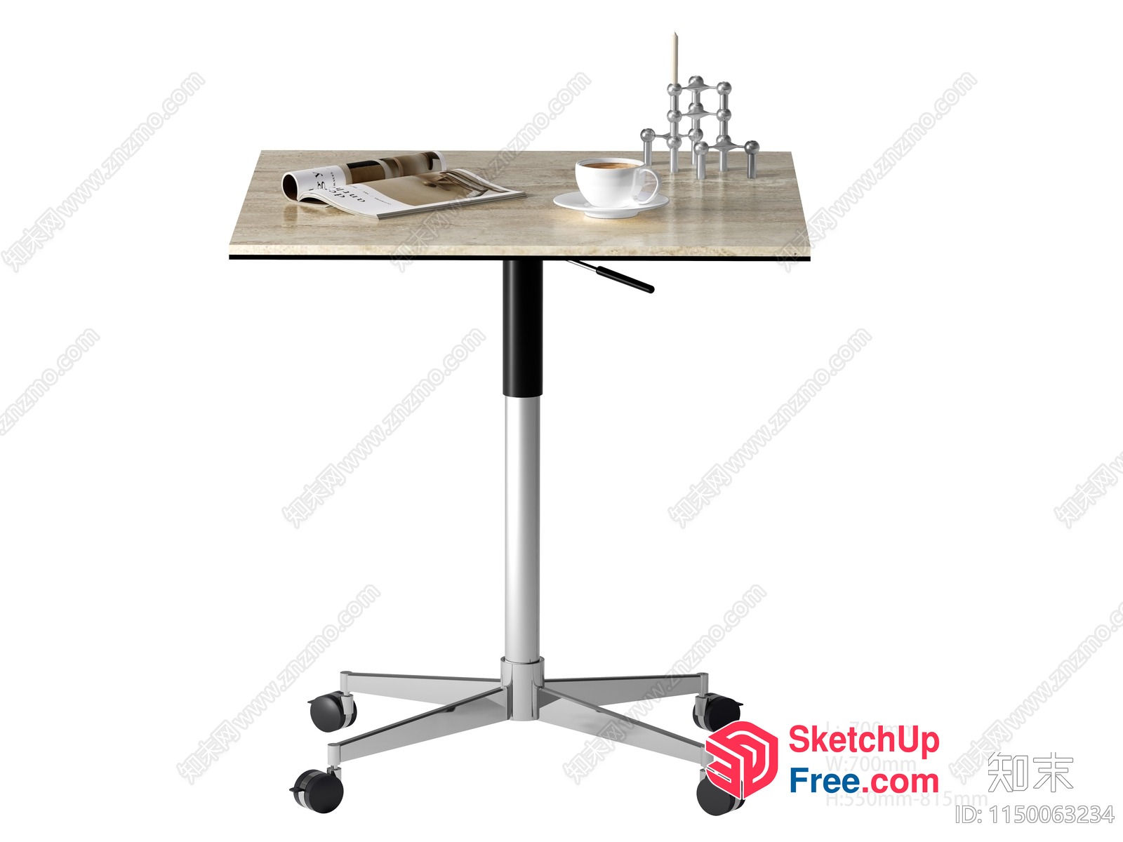 Modern Rolling Table With Wheels And Storage 3D SketchUp File
