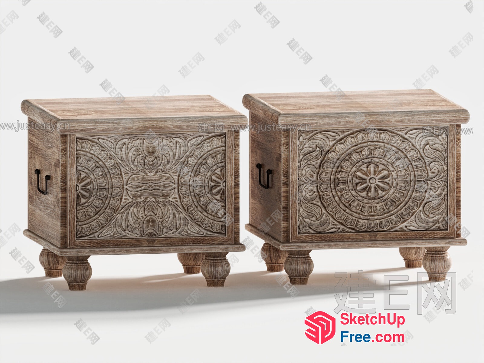 Antique Carved Wood Side Tables 3D SketchUp File