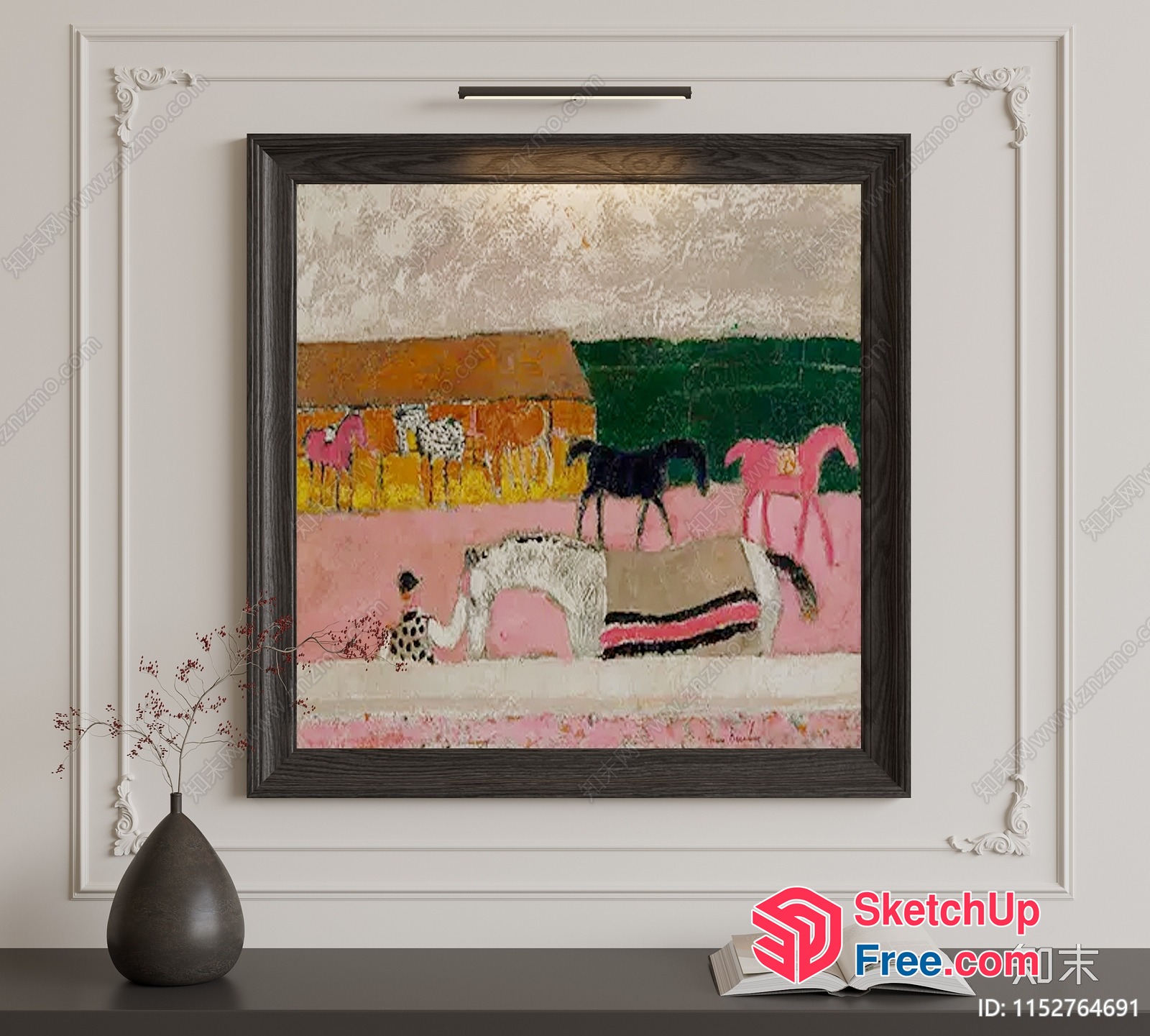 Artistic Composition Of Horses And Abstract Shapes 3D SketchUp File