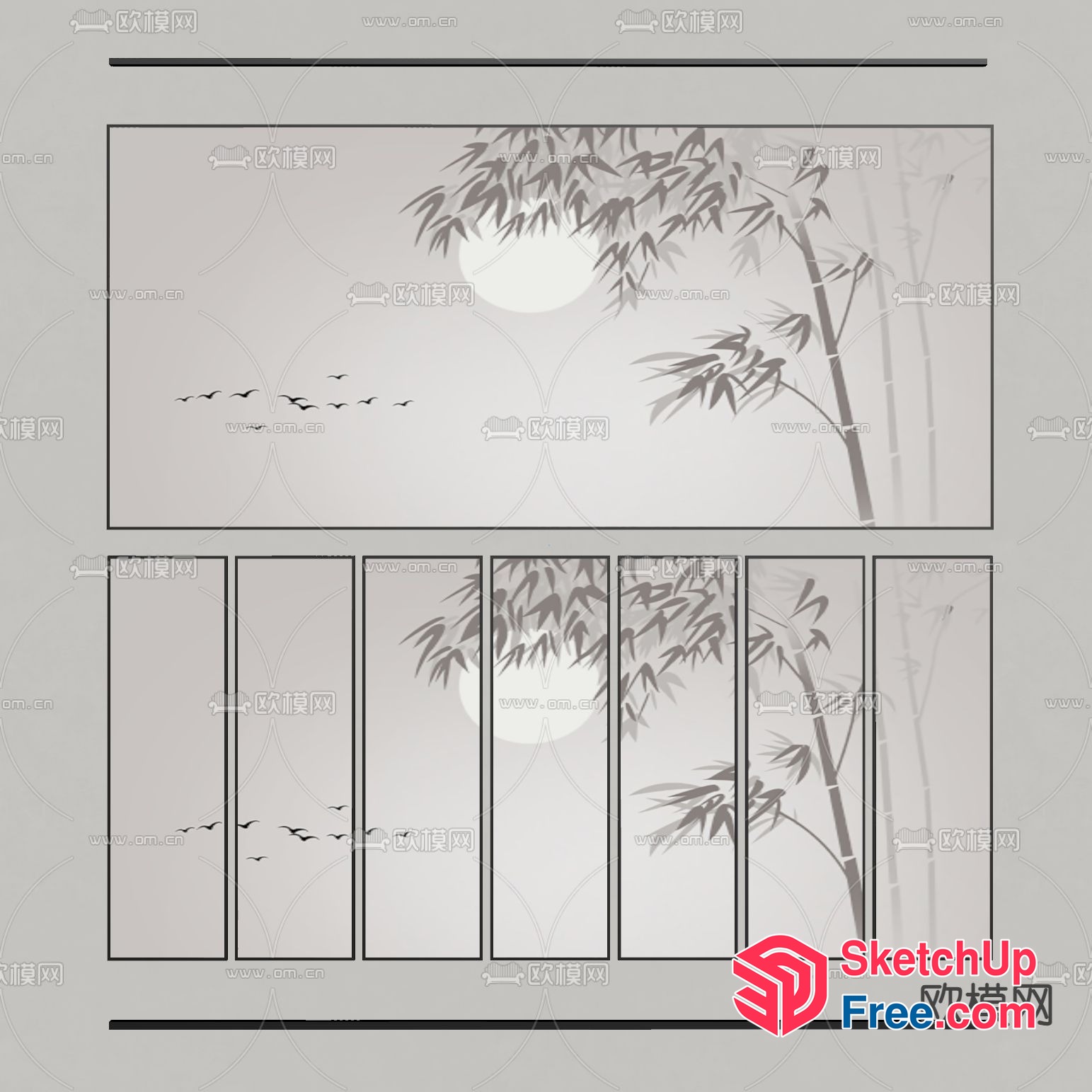 Asian-Inspired Screen Room 3D SketchUp File