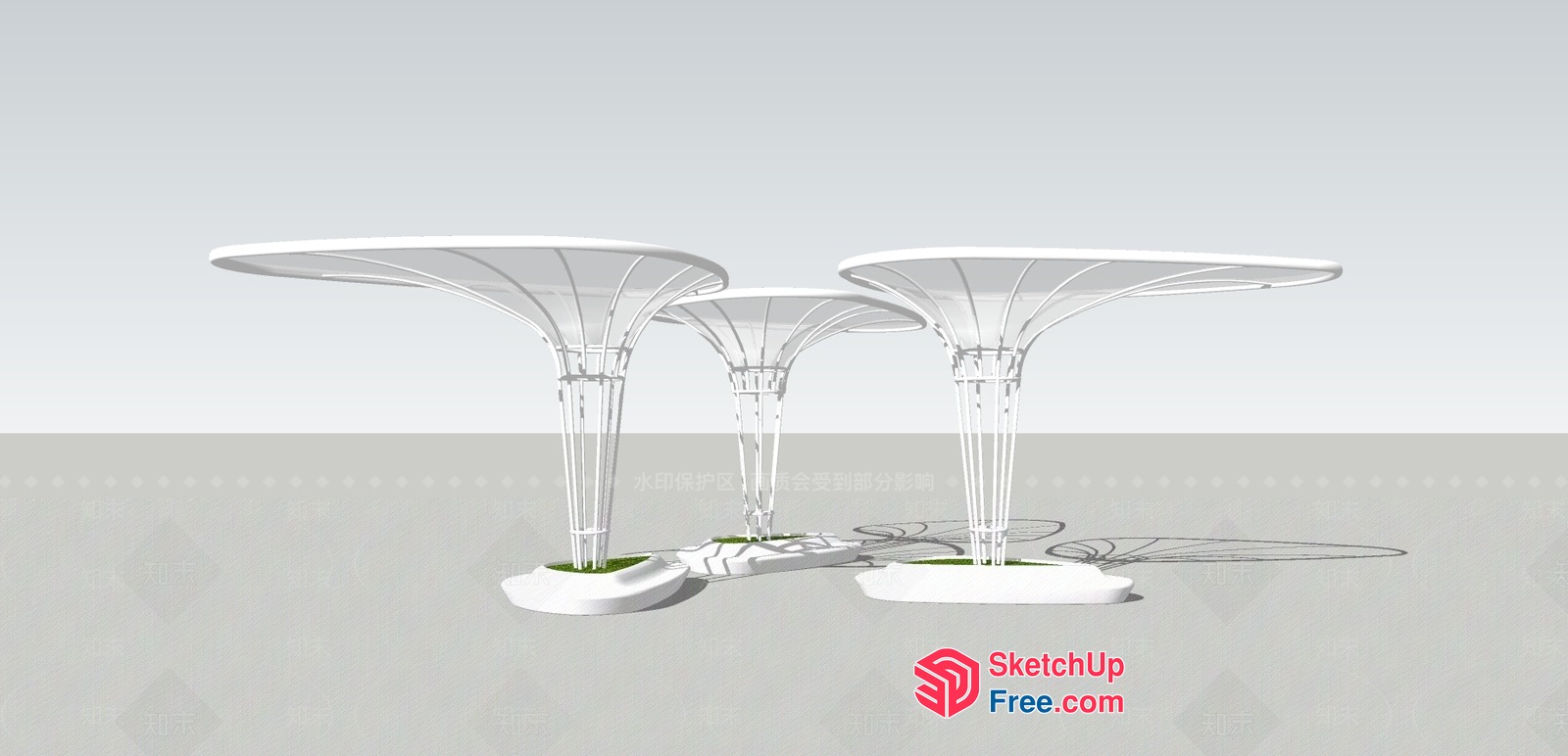 Modern Minimalist White Sculptural Outdoor Tables 3D SketchUp File