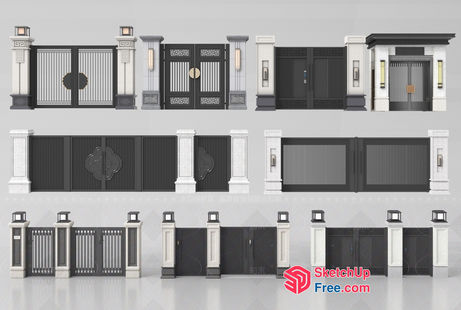 Elegant Black And White Gate Designs 3D SketchUp File