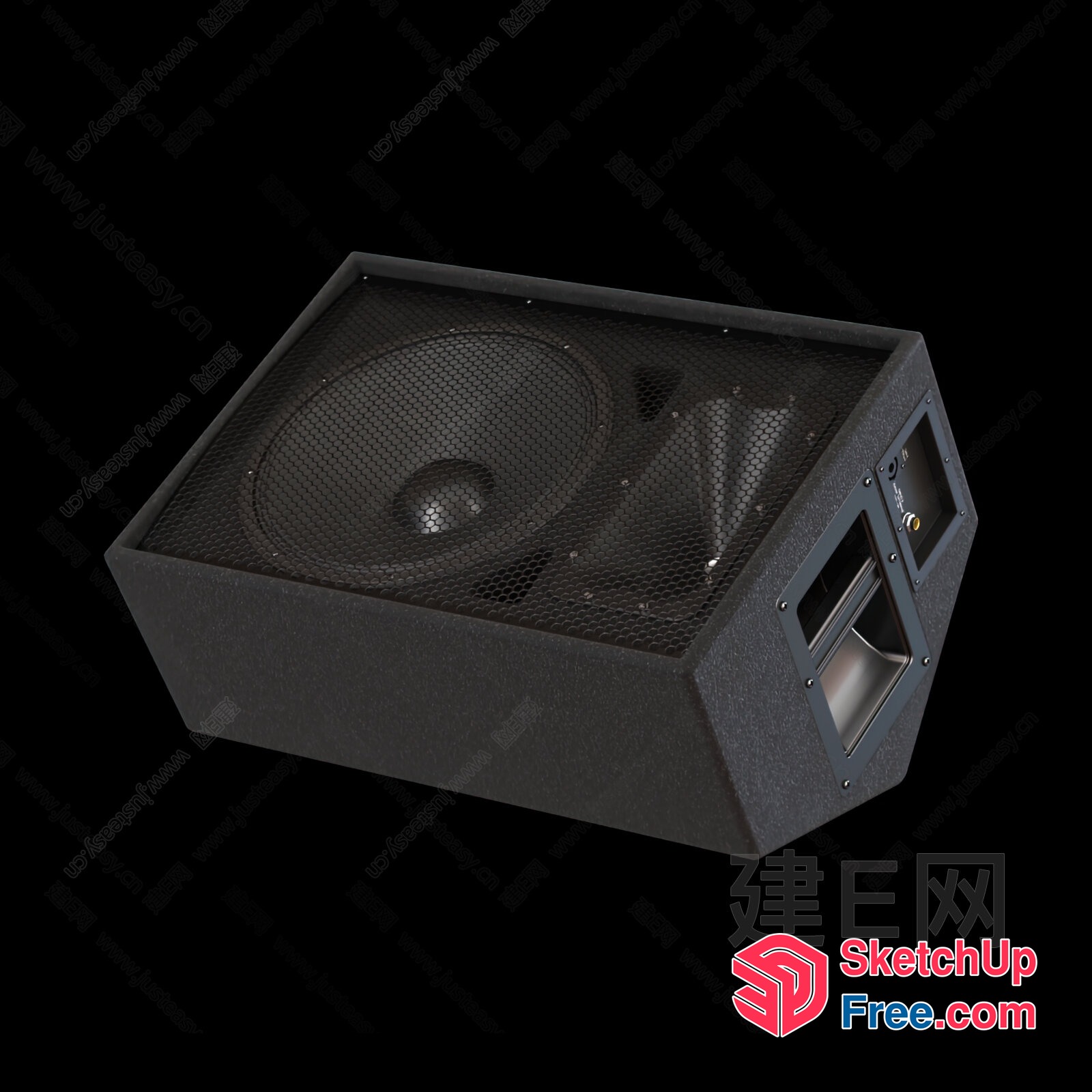 Large Black Speaker With Metal Grate And Mesh Covering 3D SketchUp File