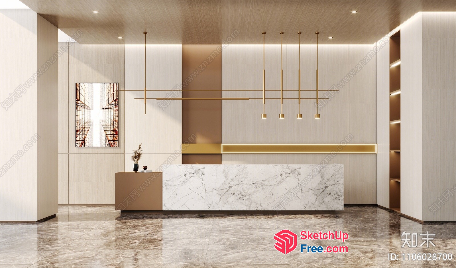 Elegant Modern Reception Area Interior 3D SketchUp File