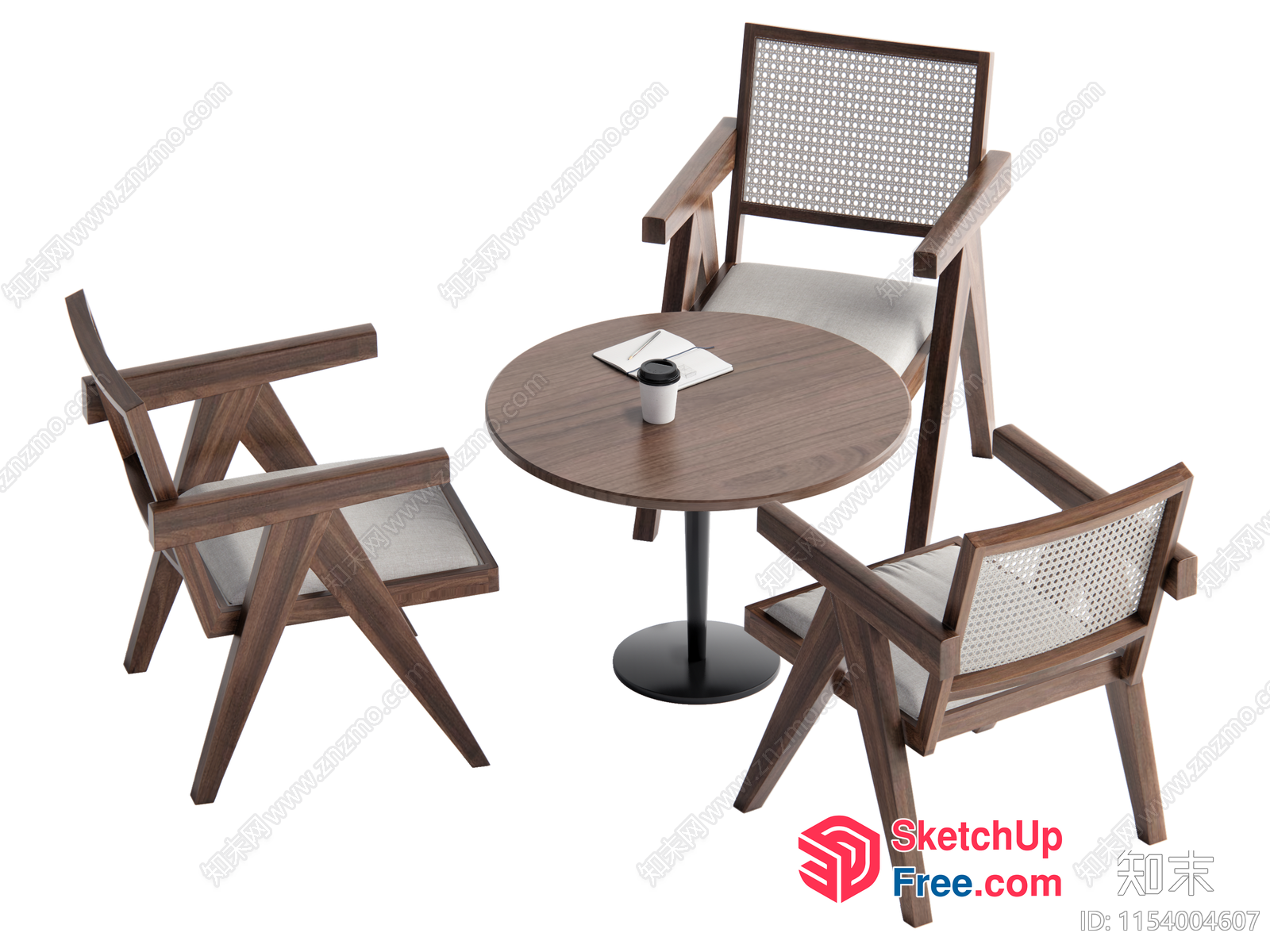 Modern Wooden Chairs And Table Set 3D SketchUp File