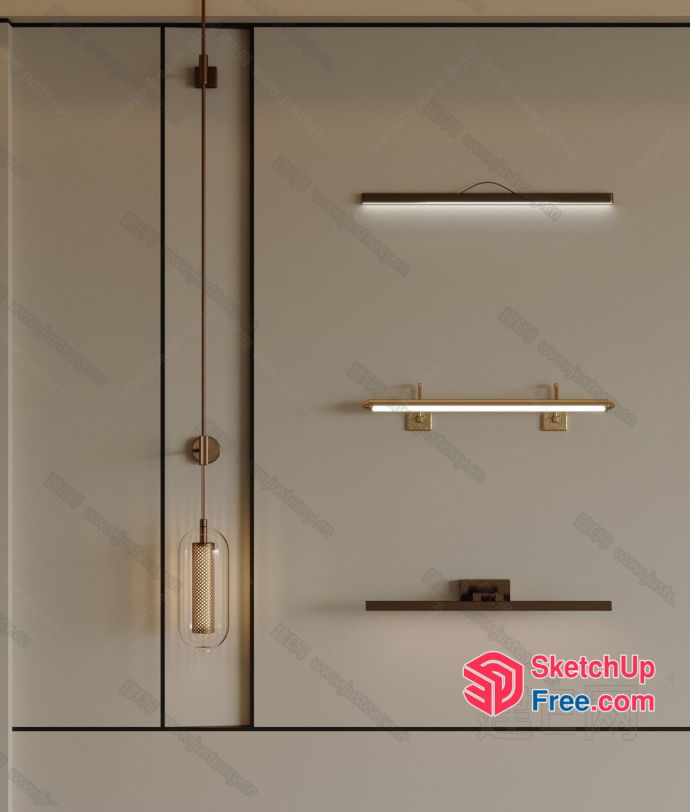 Modern Minimalist Lighting Fixtures In Neutral Colors 3D SketchUp File