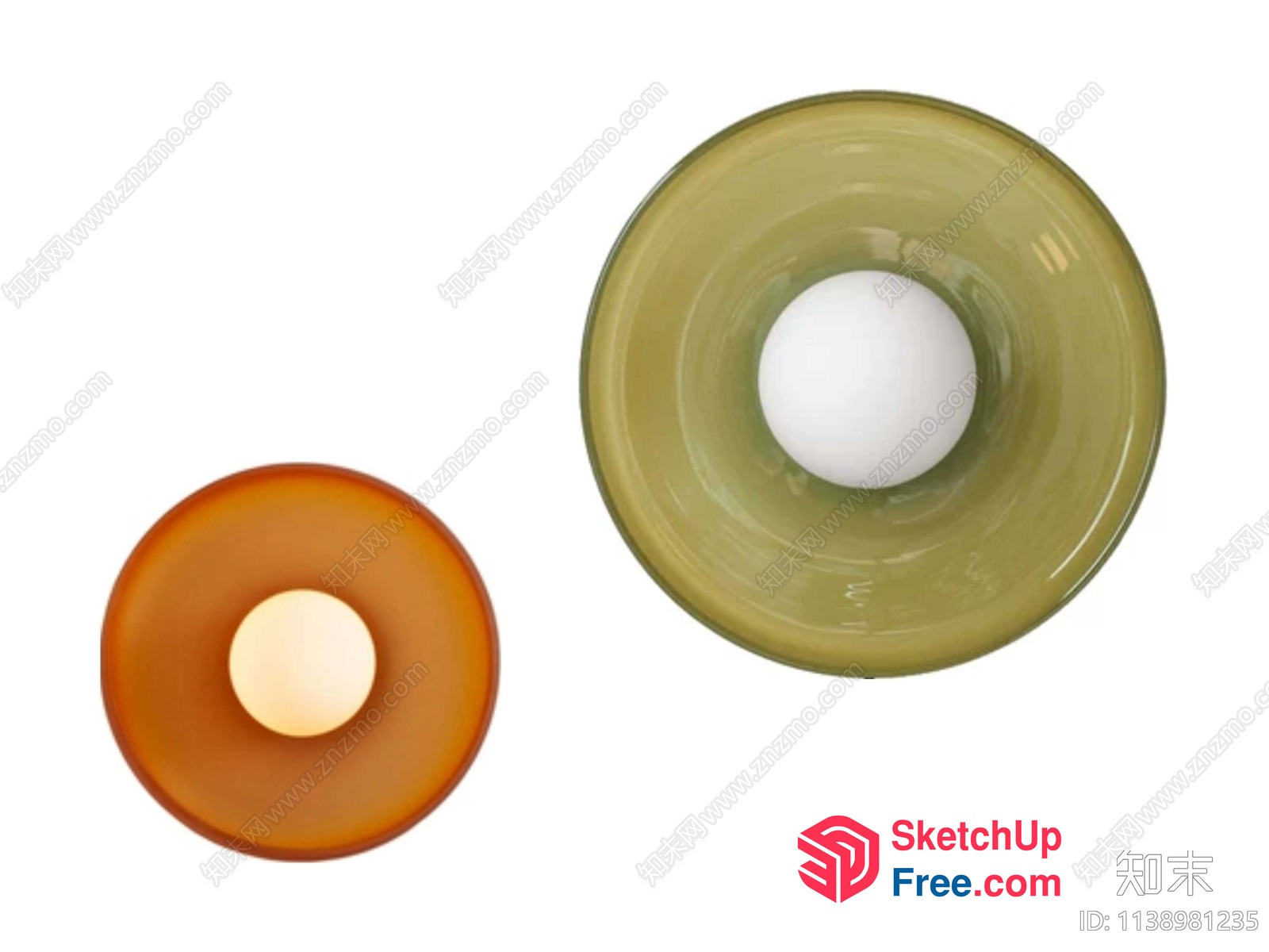 Two Glass Ceiling Lights 3D SketchUp File
