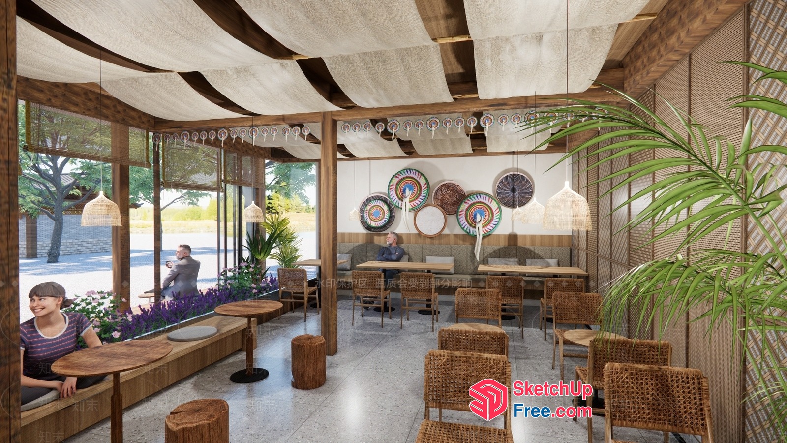 Natural And Cozy Restaurant Interior 3D SketchUp File