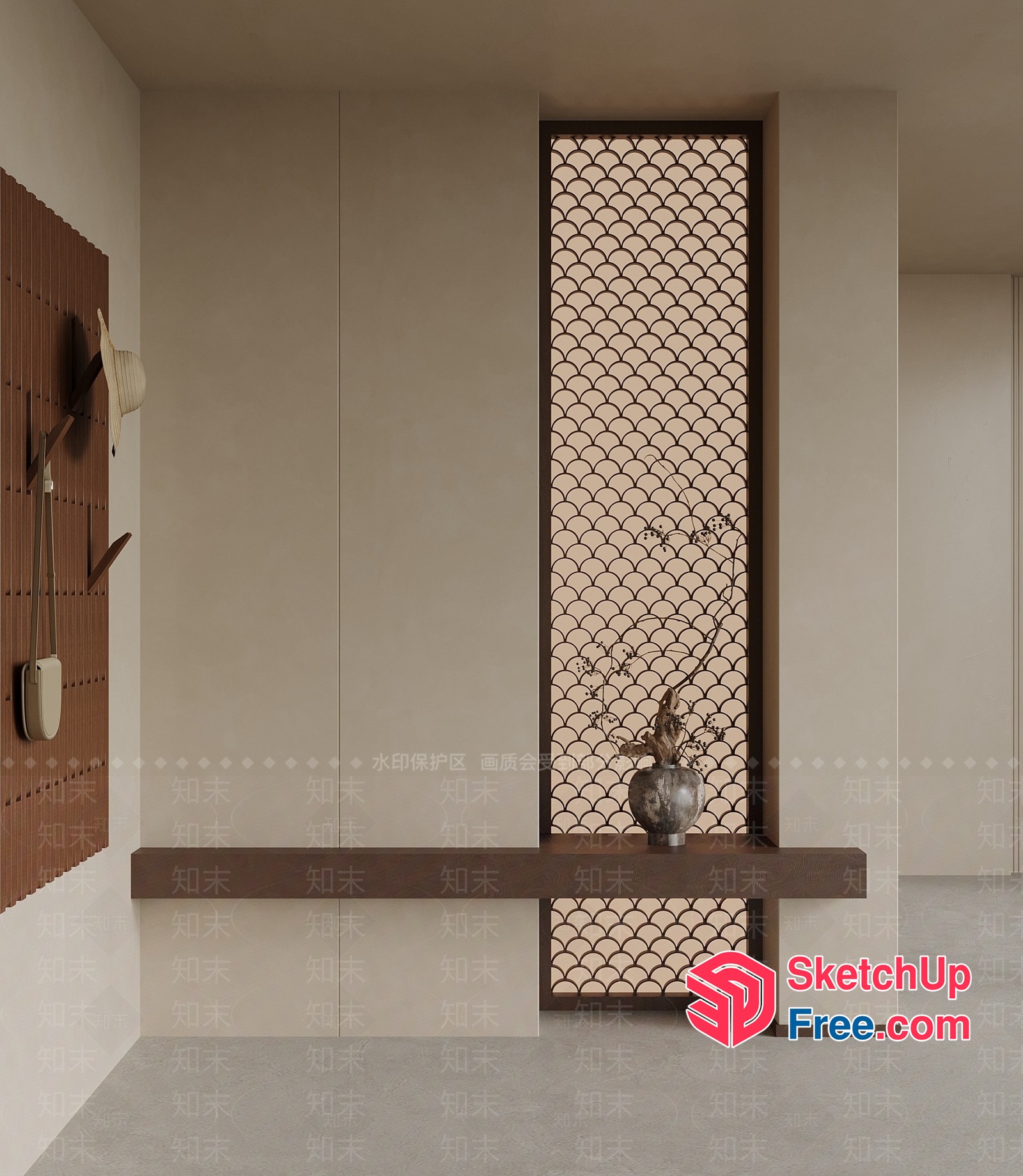 Modern Japanese-Inspired Minimalist Interior 3D SketchUp File