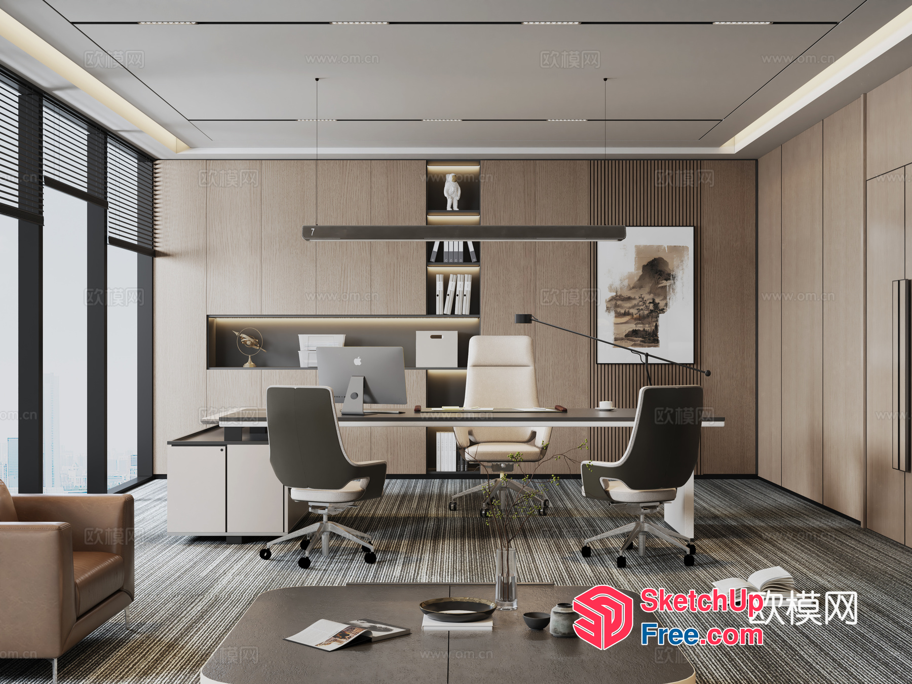 Modern Office Space With Sleek Furniture And Natural Light 3D SketchUp File