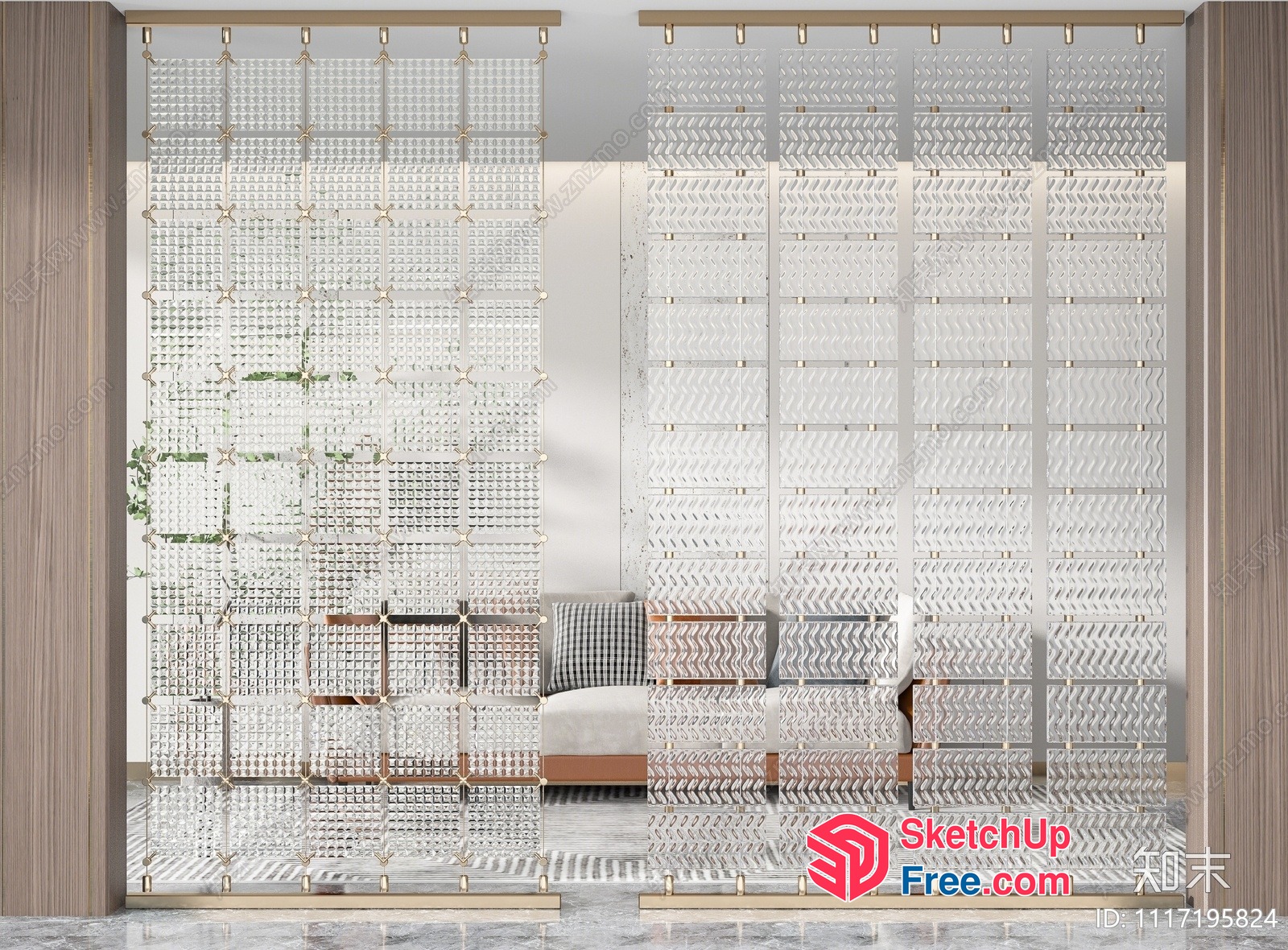 Elegant Glass Curtain Wall Interior 3D SketchUp File