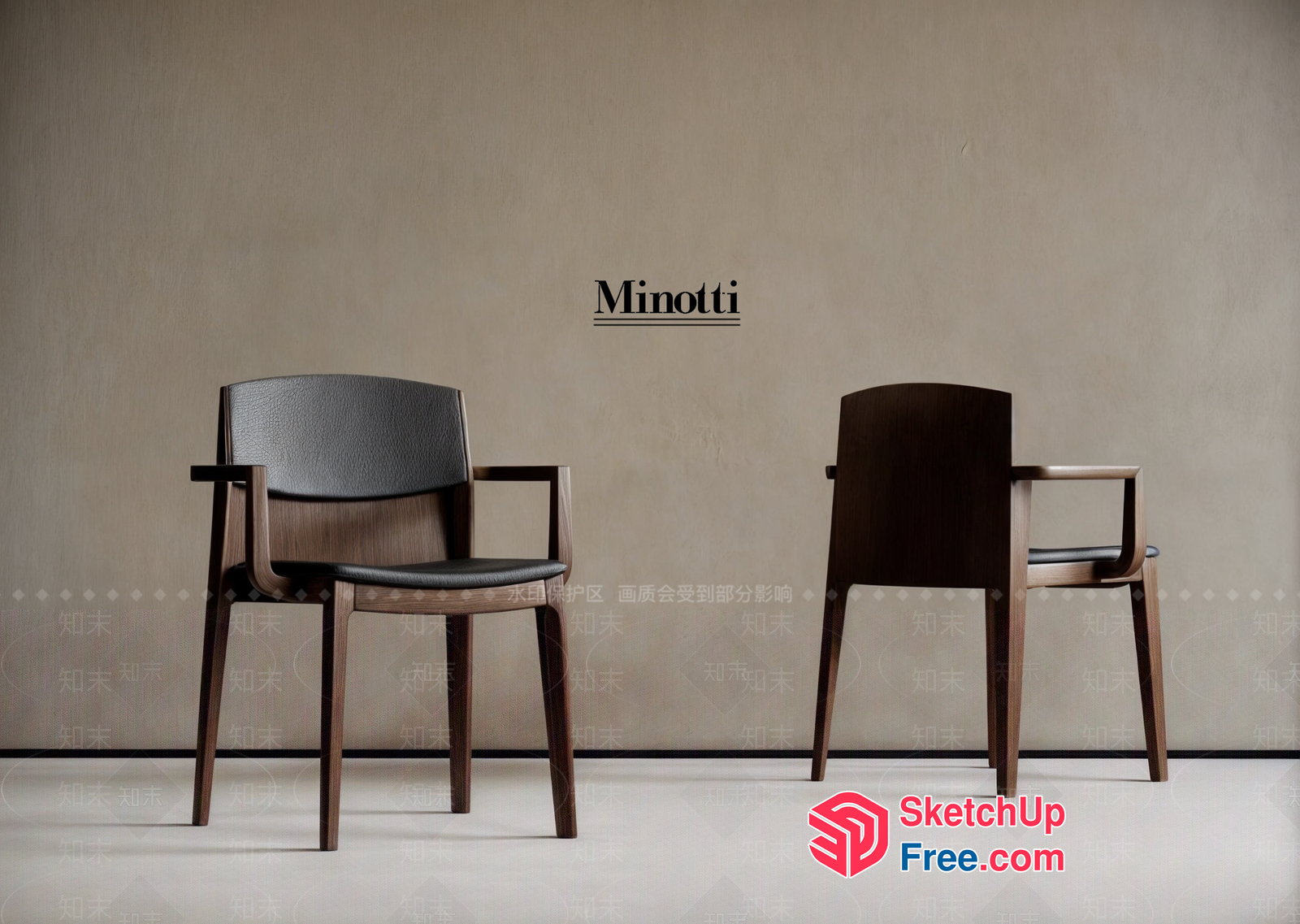 Modern Minotti Chairs In A Simple And Elegant Setting 3D SketchUp File