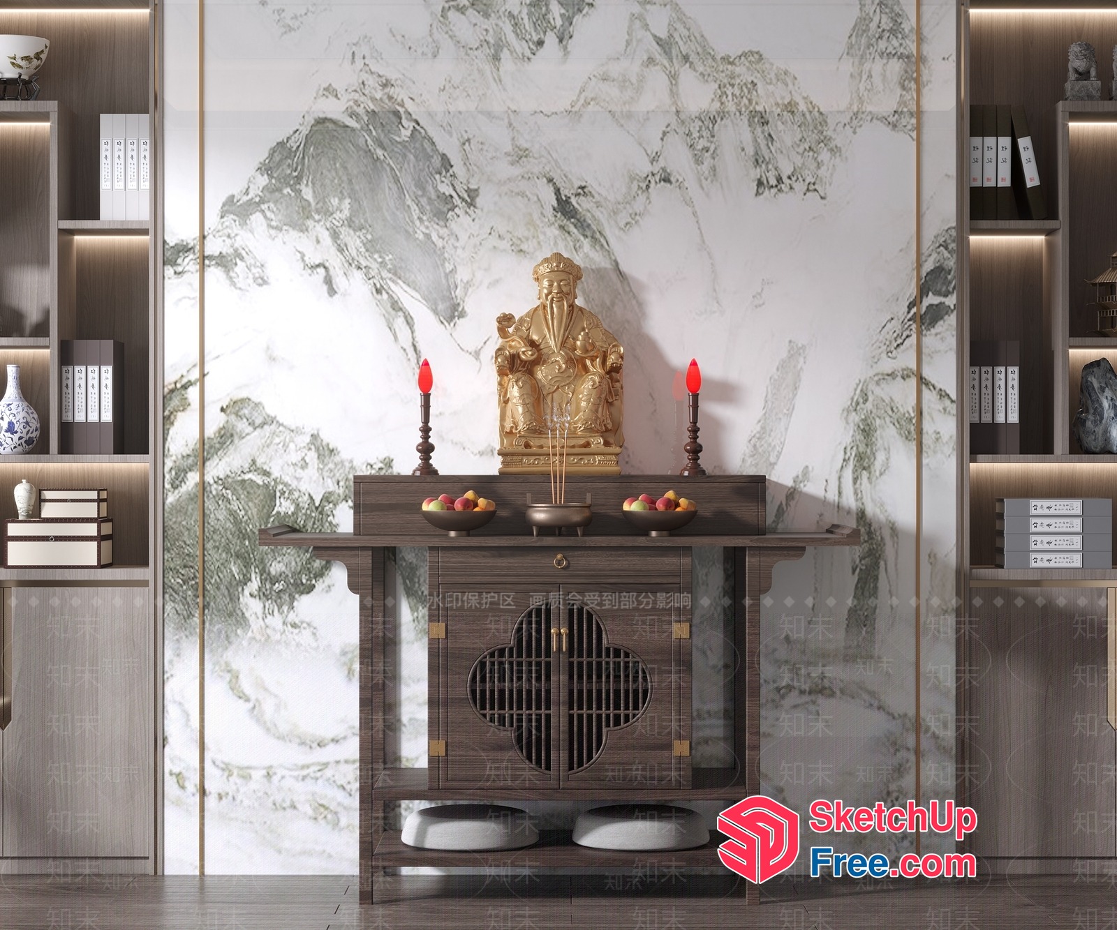 Traditional Asian-Inspired Decorated Room 3D SketchUp File