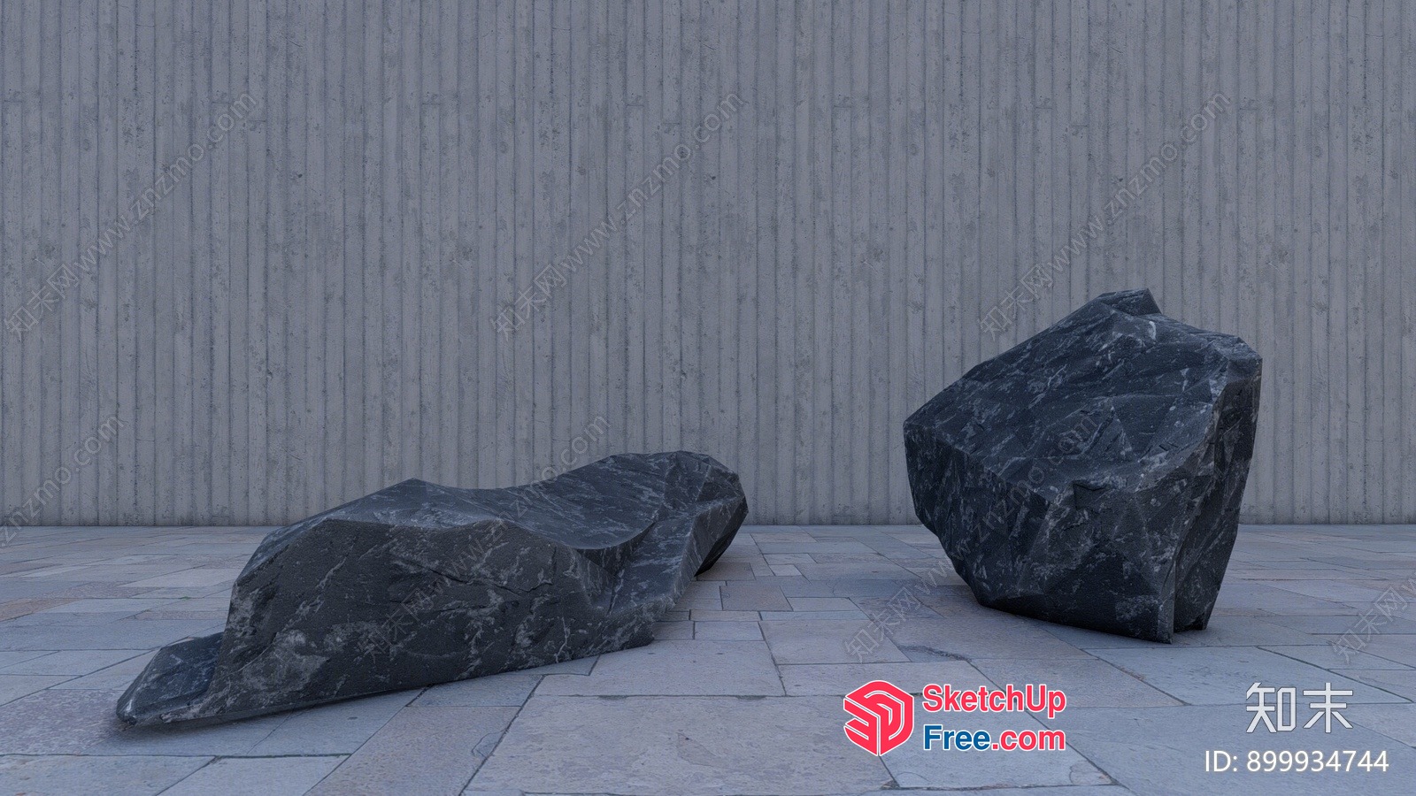 Modern Grey Stone Exterior Decor 3D SketchUp File
