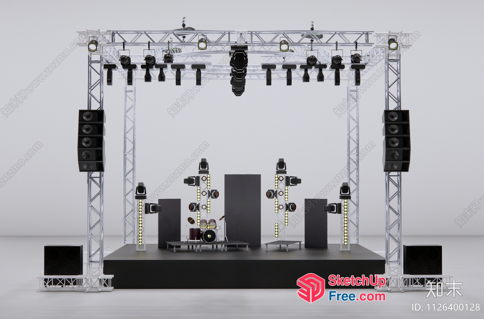 Stage With Lighting And Sound Equipment 3D SketchUp File