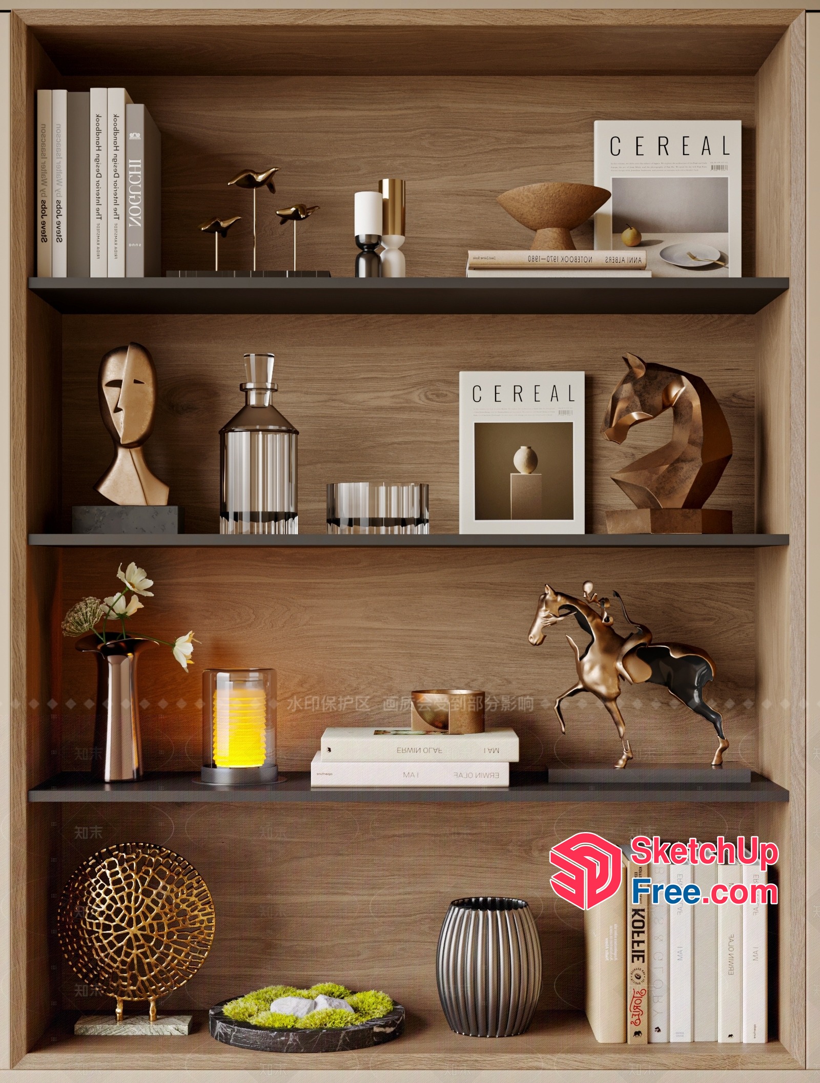 Modern Shelf Decorations In A Neutral Color Scheme 3D SketchUp File