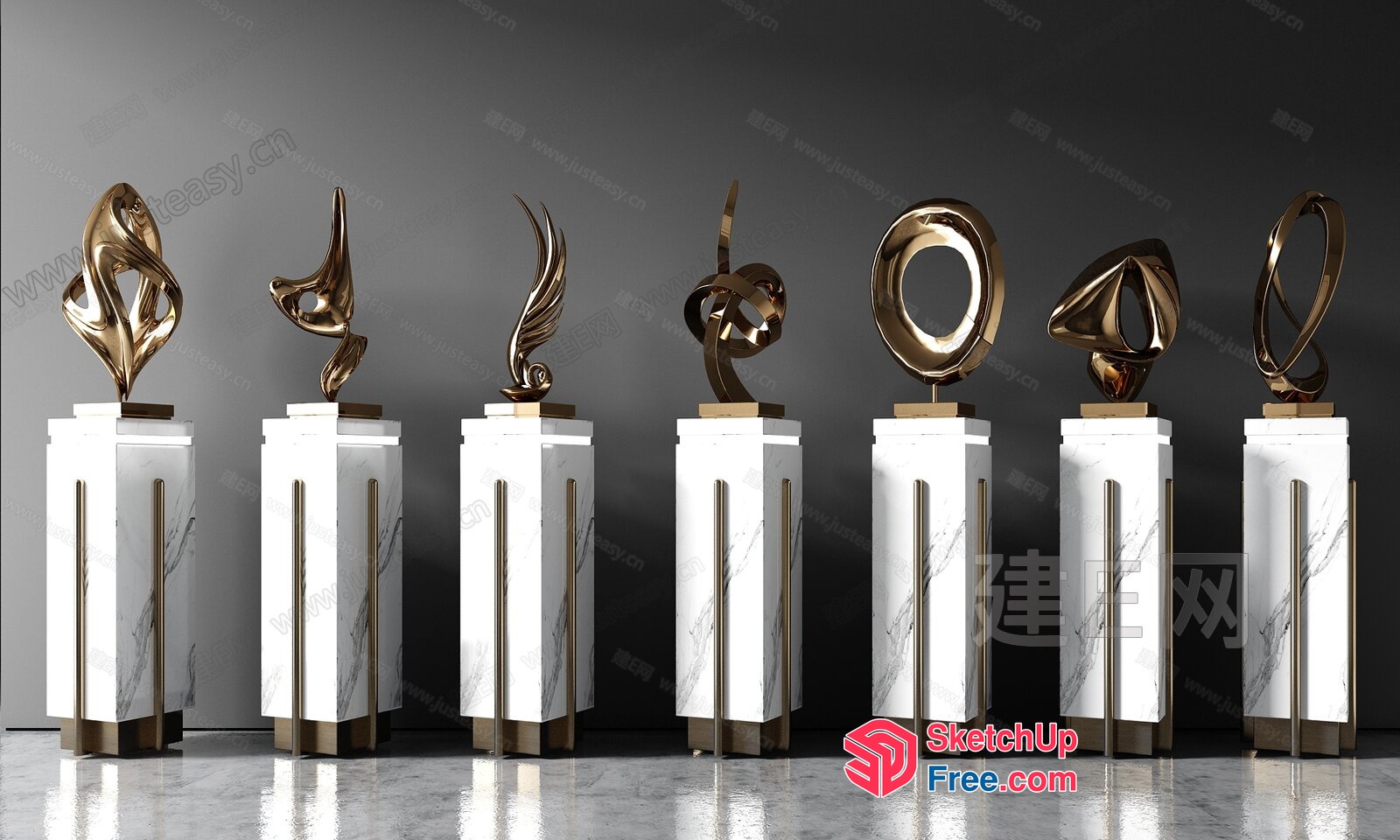 Modern Abstract Sculpture Collection 3D SketchUp File