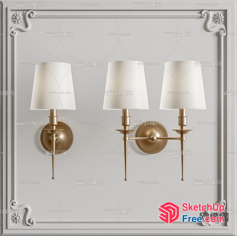 Elegant Gold And White Wall Sconces 3D SketchUp File