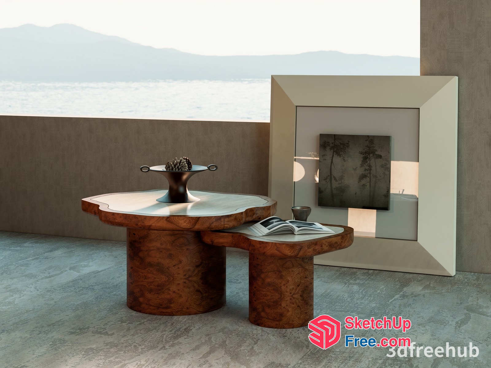 Two Tables And A Painting By The Sea 3D SketchUp File