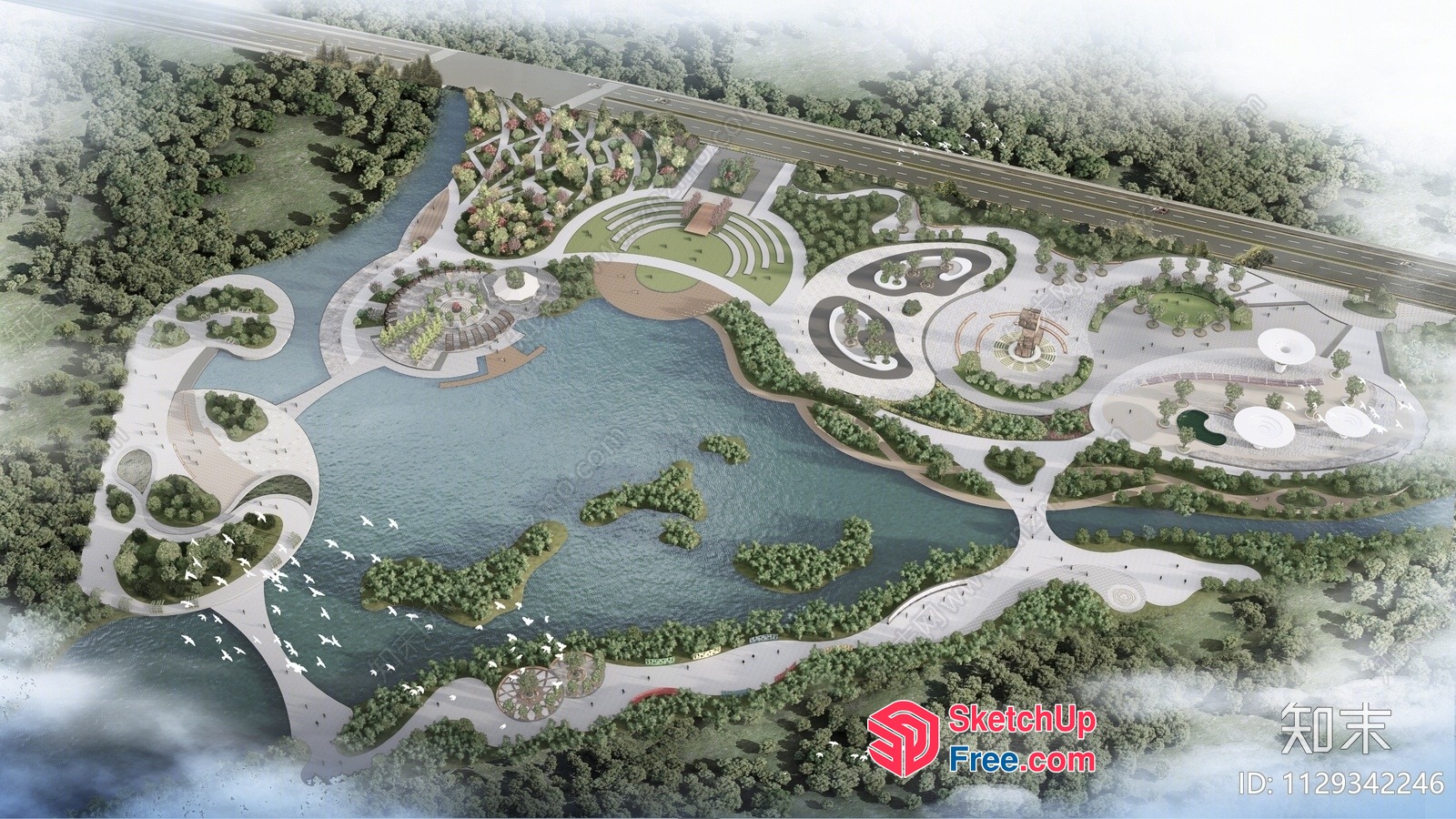 Serene Lakeside Park 3D SketchUp File