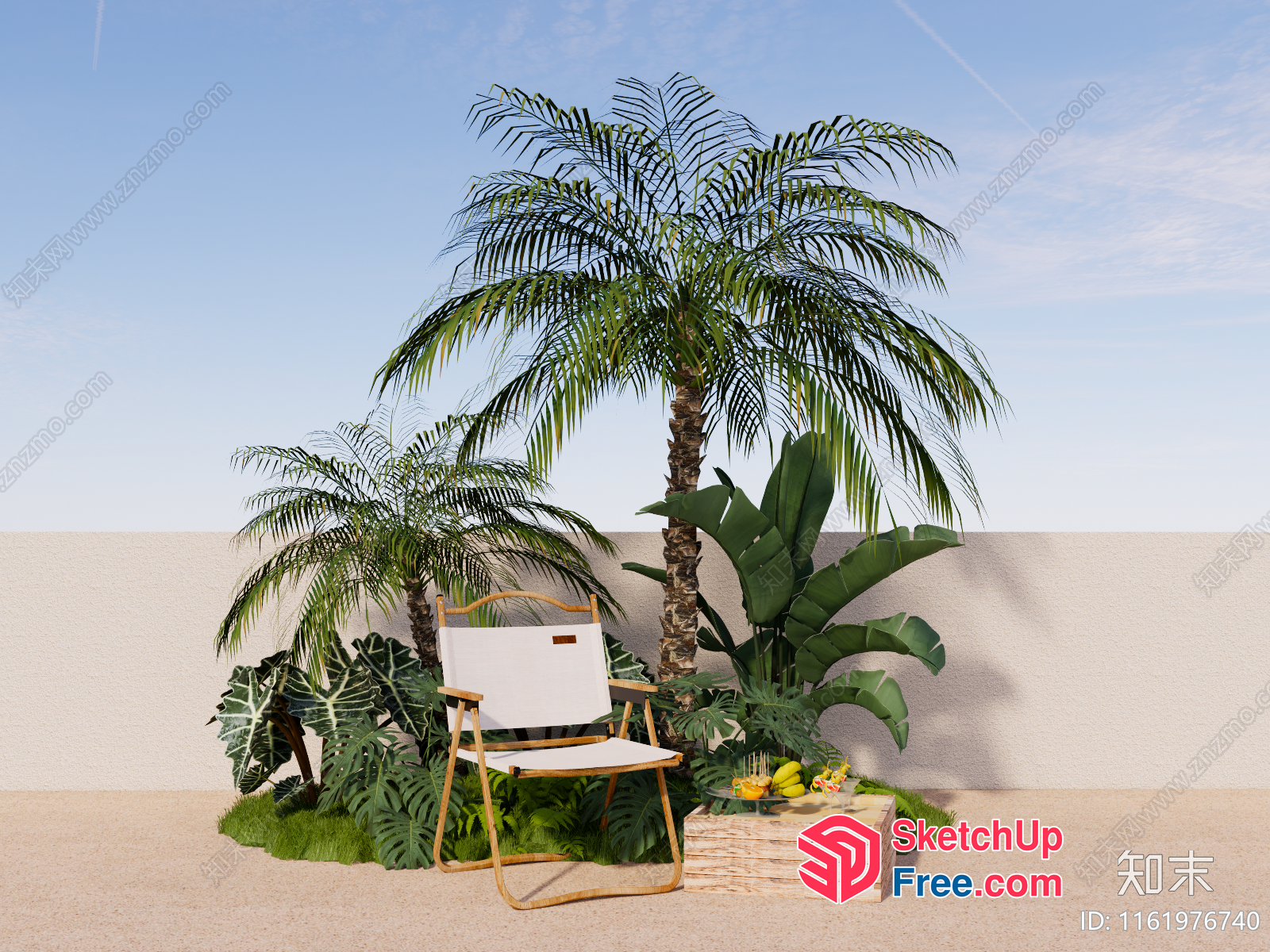 Palm Tree Seating Area 3D SketchUp File