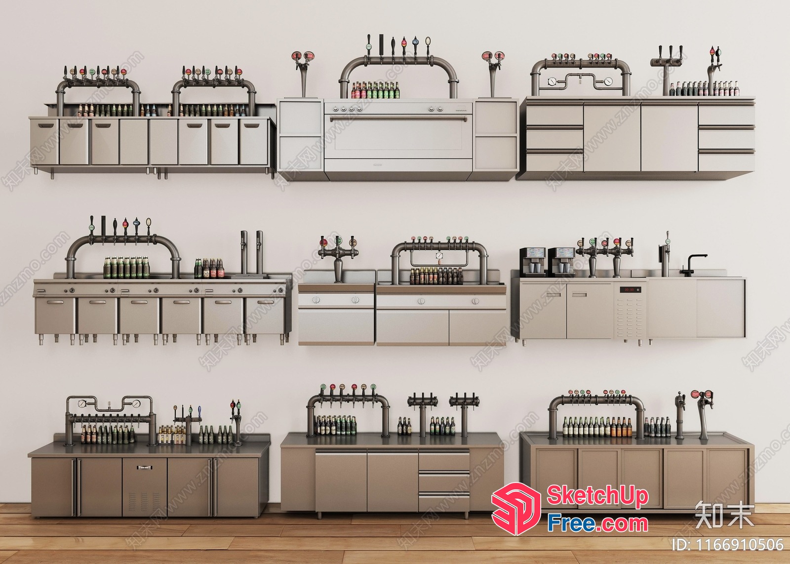 Modern Industrial-Style Bar Setup 3D SketchUp File