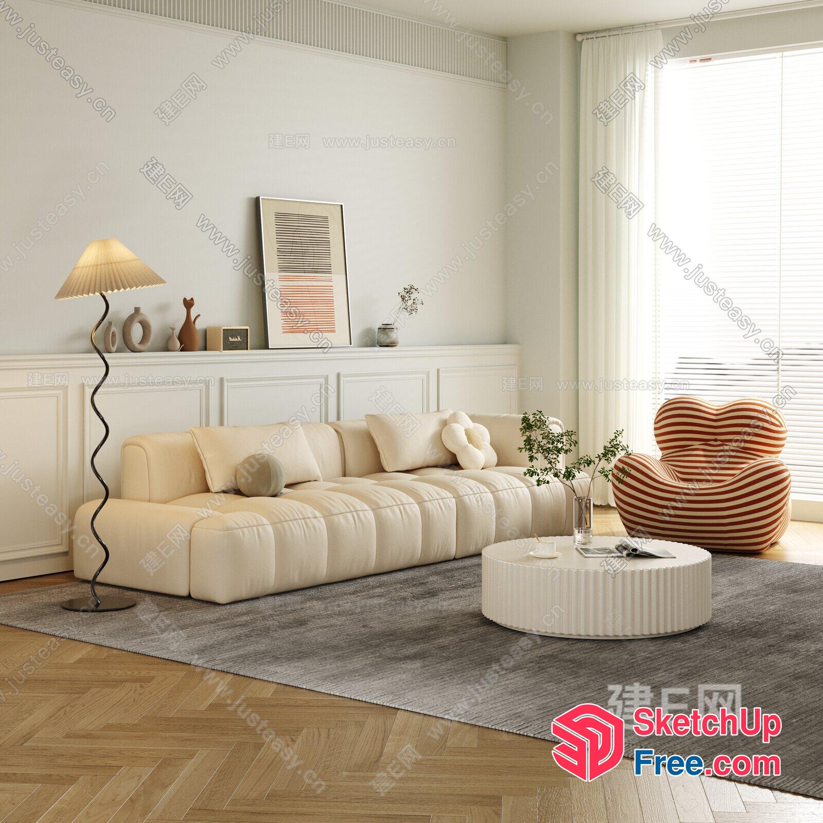 Elegant Minimalist Living Room 3D SketchUp File