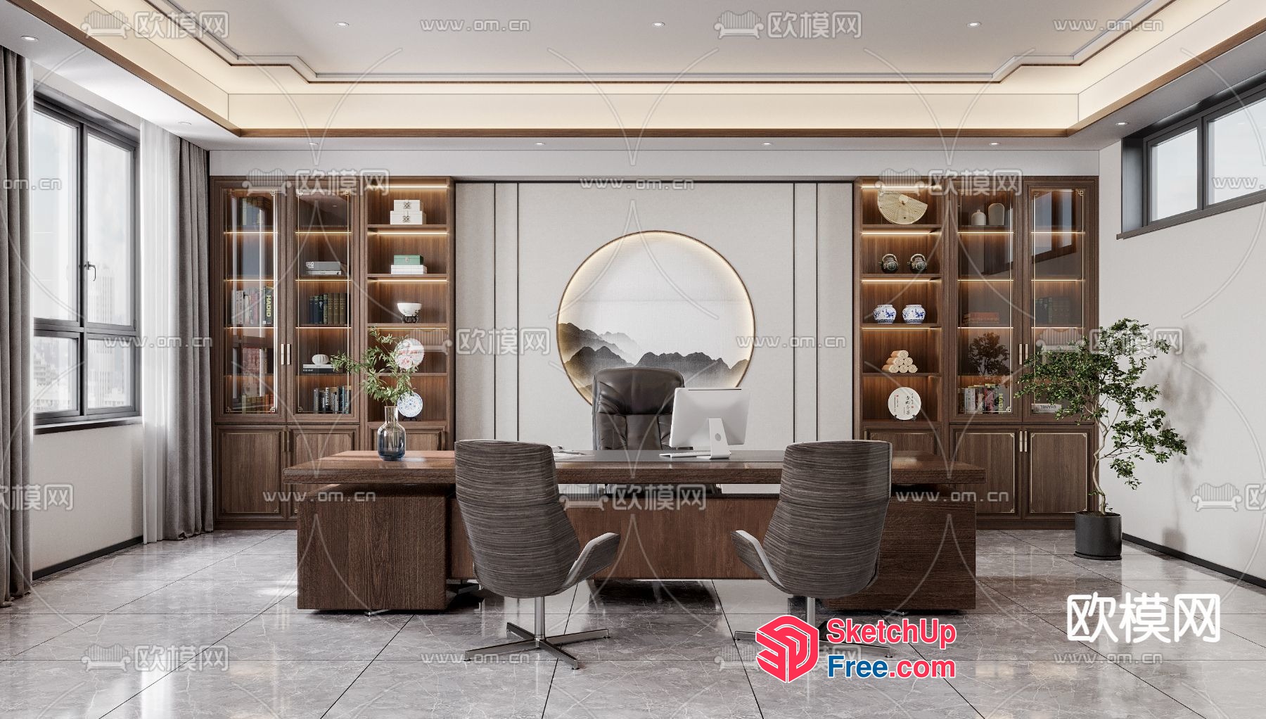 Elegant Office Space With Modern Decor And Natural Light 3D SketchUp File
