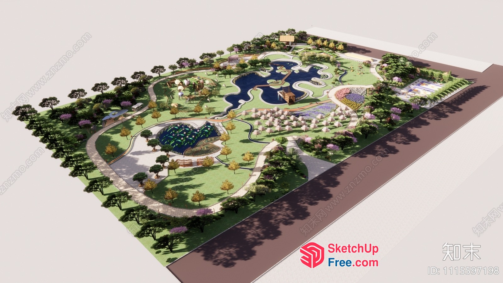 3D Park Landscape Design 3D SketchUp File