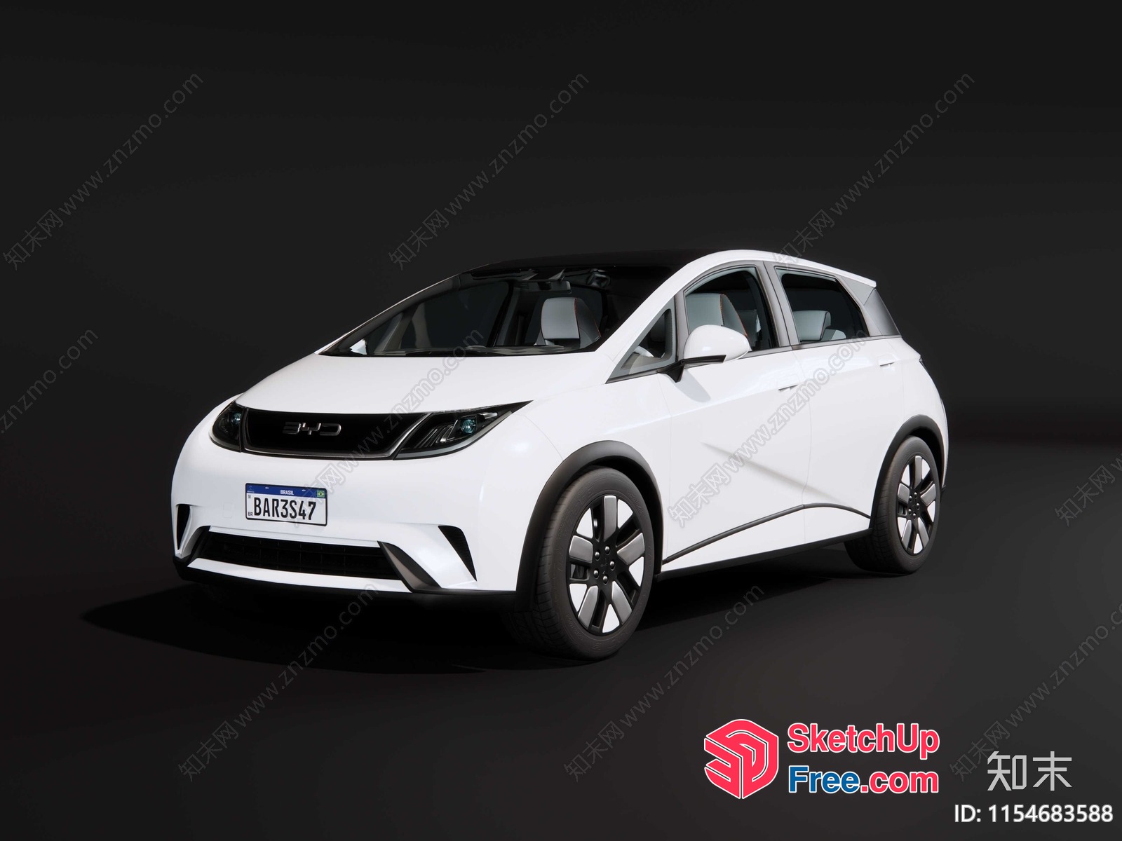 White Car On Dark Background 3D SketchUp File