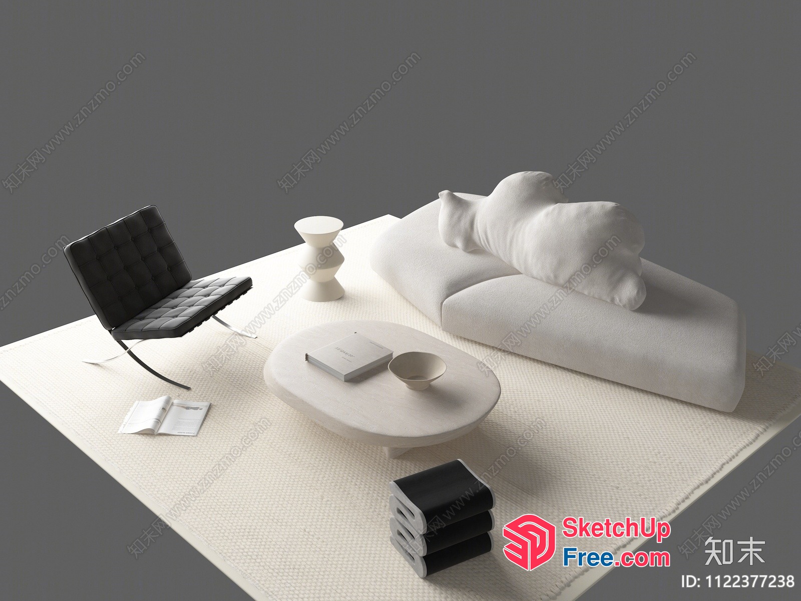 Minimalist Modern Living Room Furniture Set 3D SketchUp File