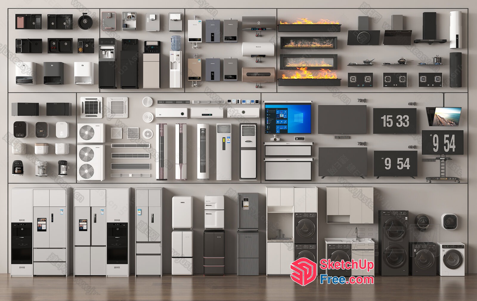 Modern Home Appliances Displayed On Wall Shelves 3D SketchUp File