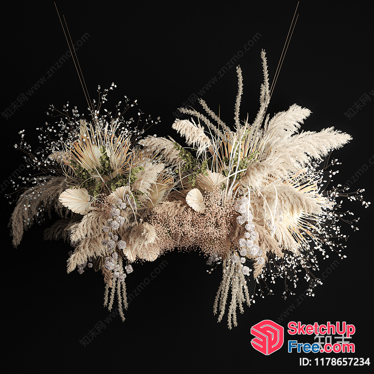 Exotic Flower Arrangement With Various Dried Plants 3D SketchUp File