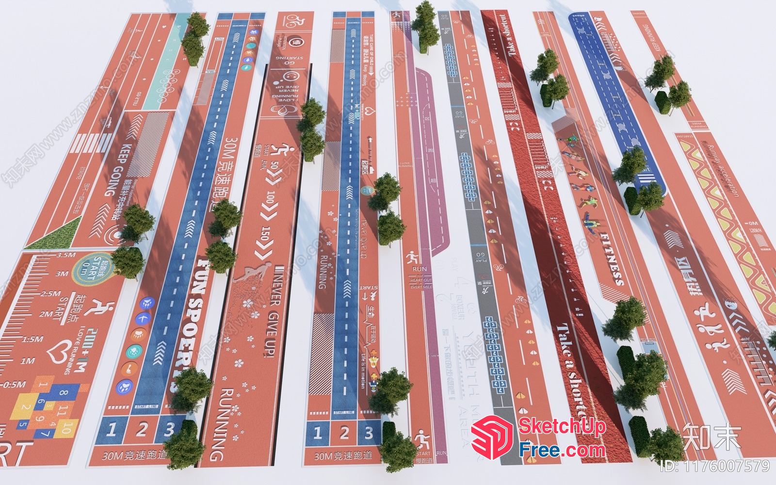 Running Track And Fitness Area 3D SketchUp File