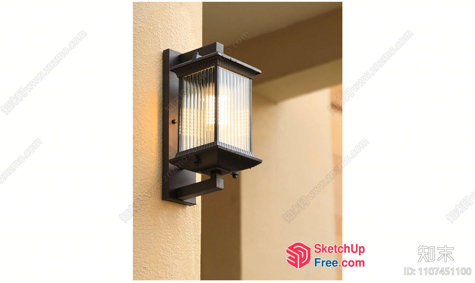 Outdoor Glass Lantern Wall Light Fixture 3D SketchUp File