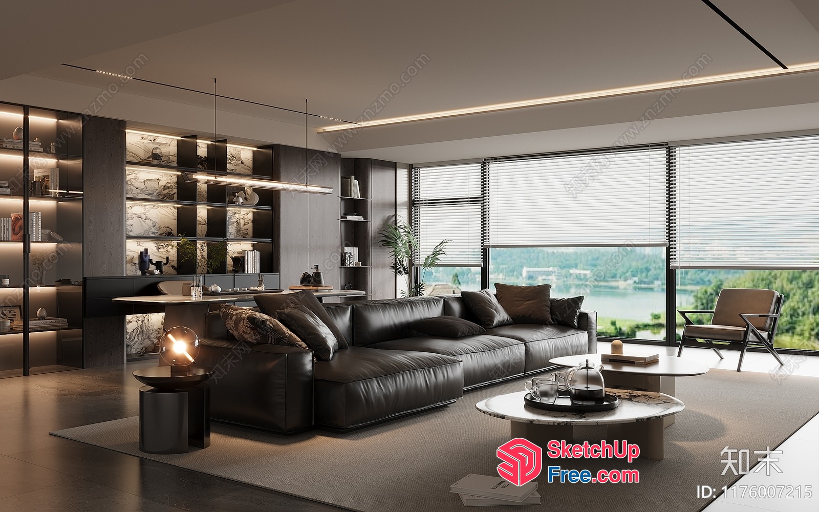 Modern Living Room With Sleek Furniture And Natural Views 3D SketchUp File