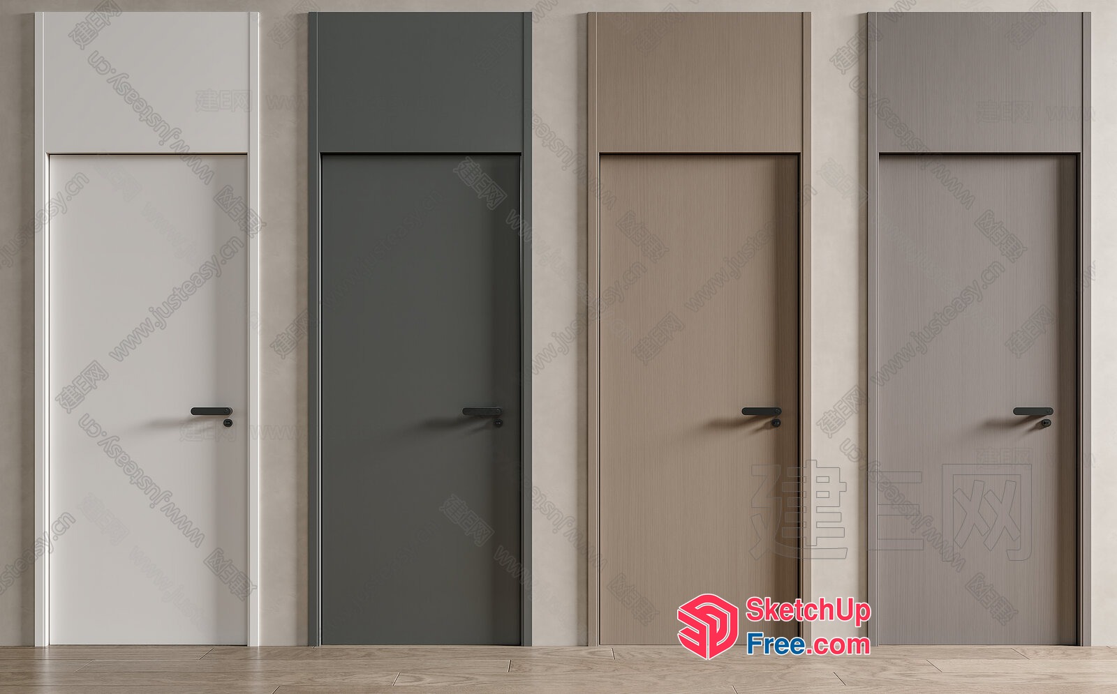 Modern Interior Doors With Sleek Handles 3D SketchUp File