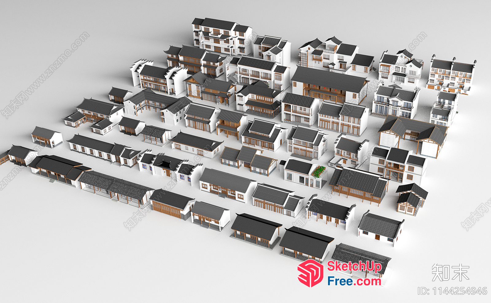 3D Model Of A Traditional Chinese Village 3D SketchUp File
