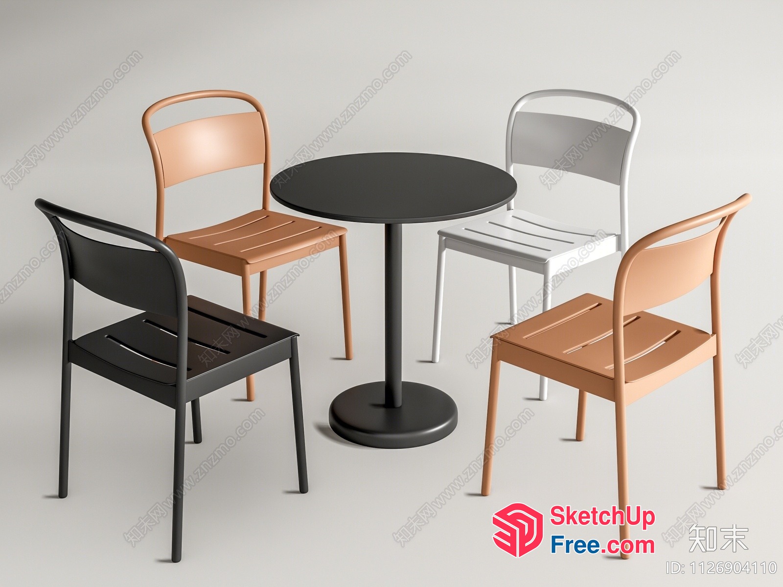 Simple Modern Metal Chairs And Table Set 3D SketchUp File