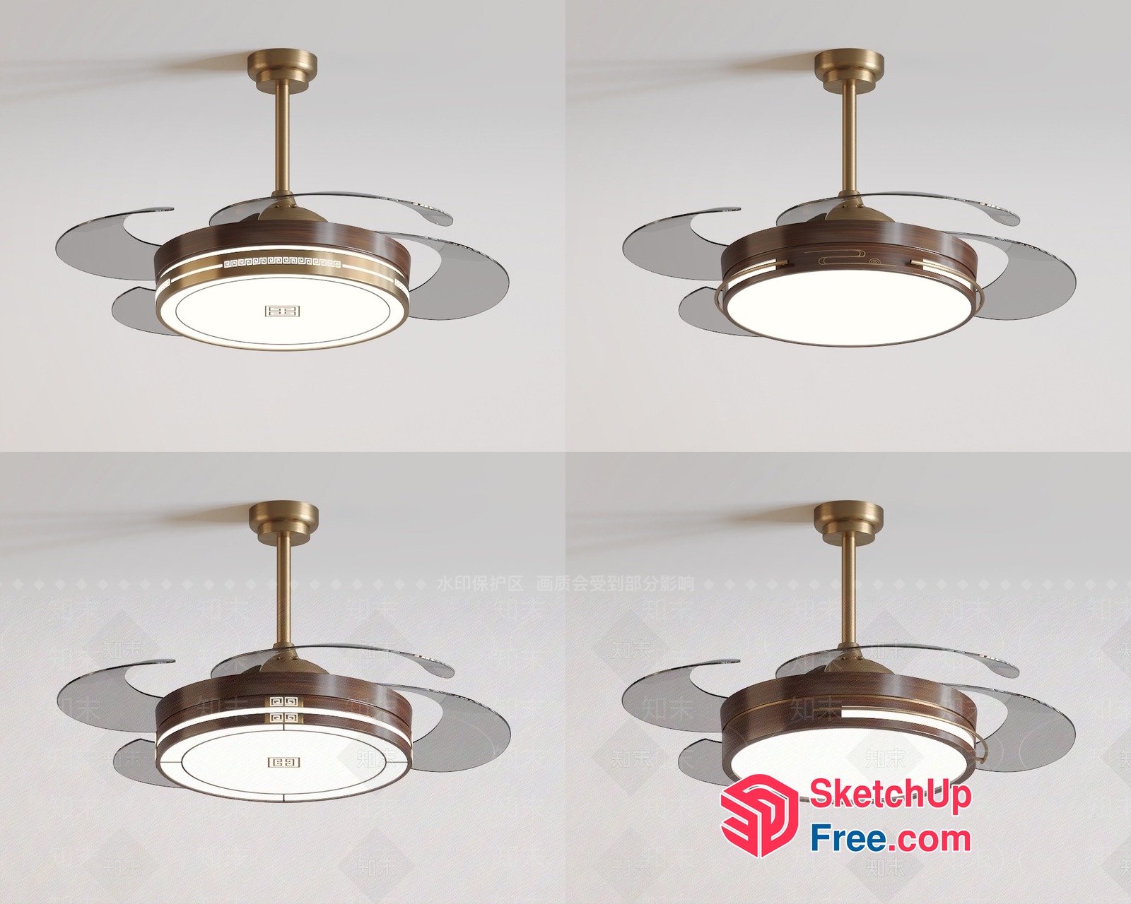 Modern Ceiling Light Fixture With Adjustable Blades 3D SketchUp File