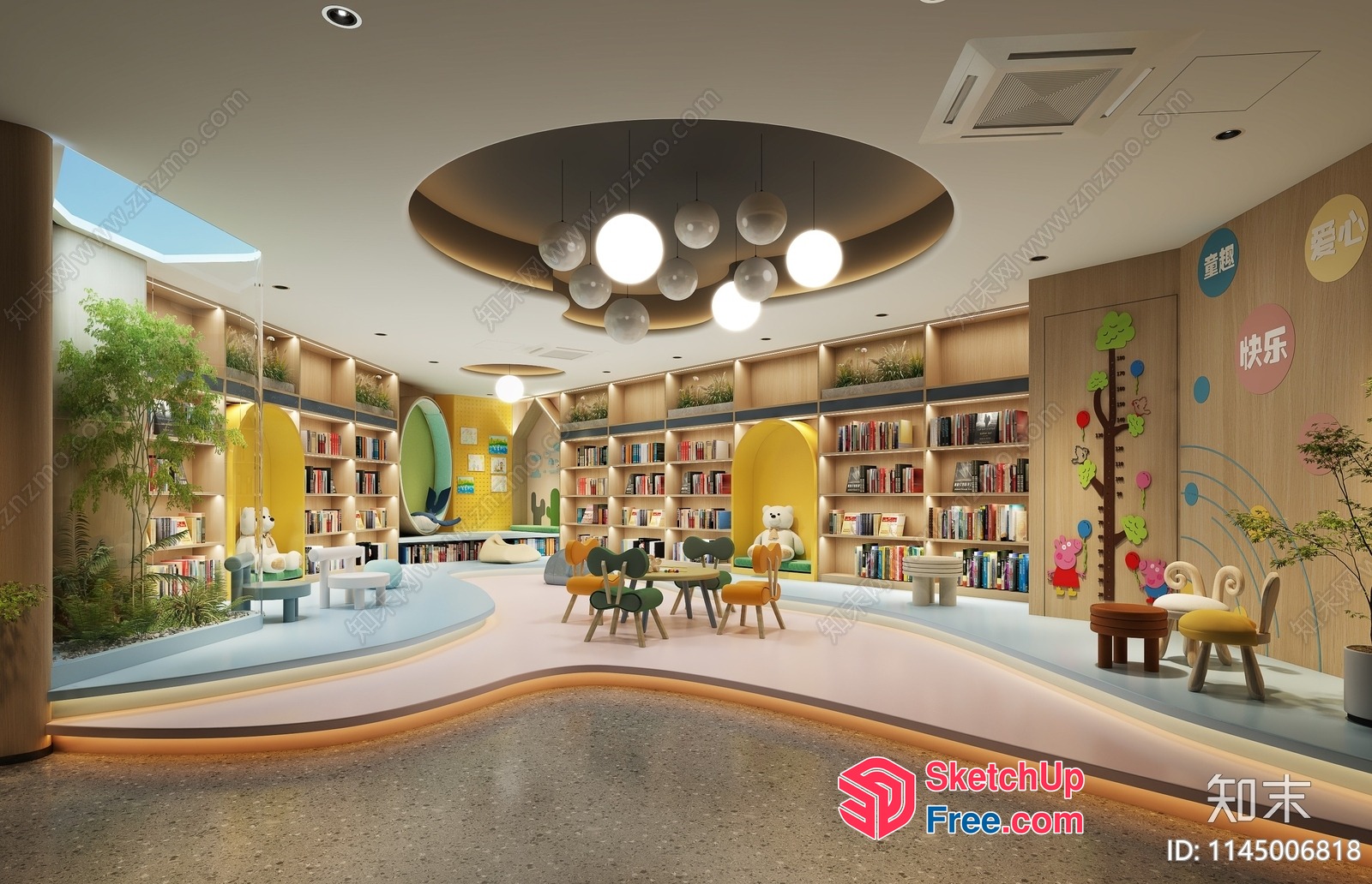 Cozy Modern Library Interior Design 3D SketchUp File