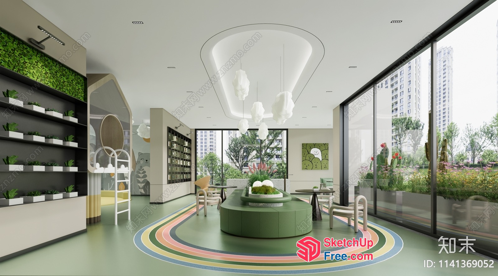 Modern Minimalist Green Interior Design 3D SketchUp File