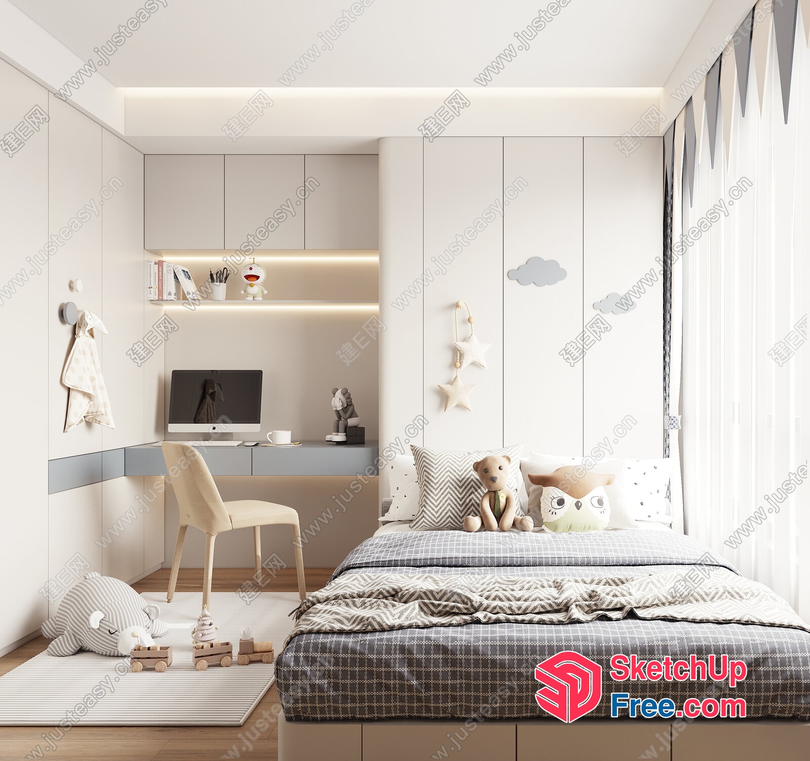 Minimalist Scandinavian Children'S Bedroom 3D SketchUp File